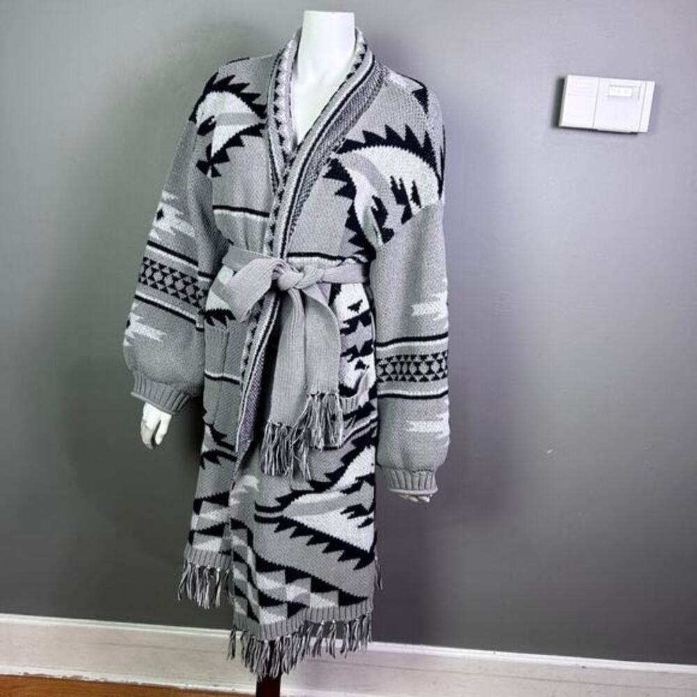 POL sweater Medium cardigan blanket long Southwestern fringe comfy‎ longline